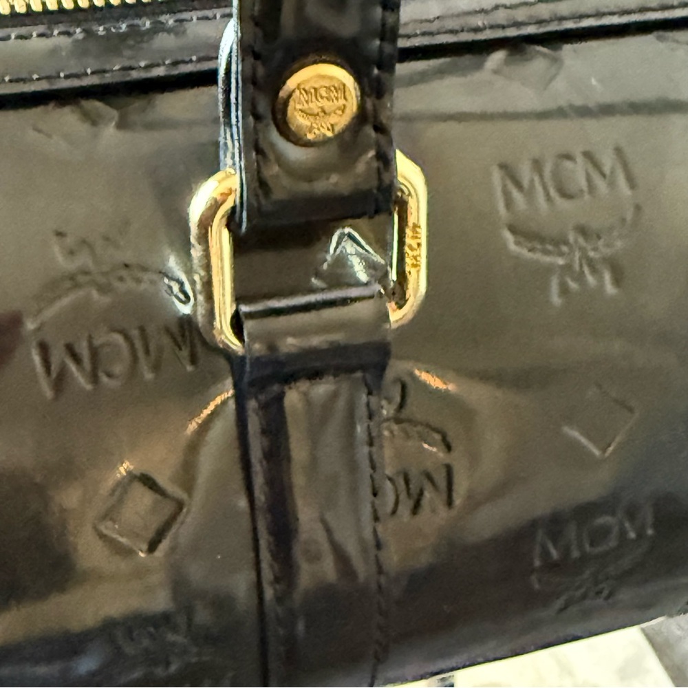 🤎MCM RARE PATENT LEATHER PAPILLON BAG/ DARK BROWN🤎 - Picture 6 of 13